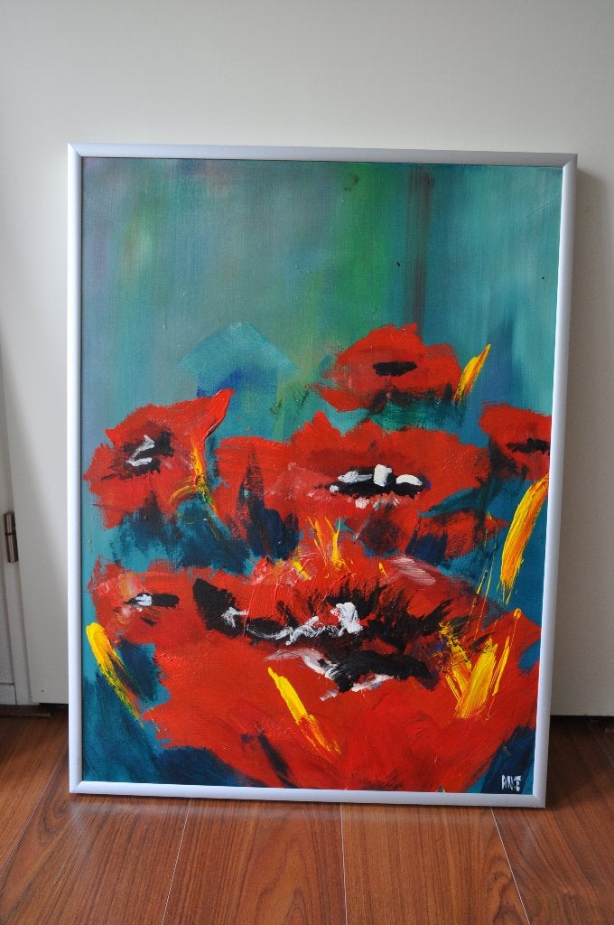 Schilderij klaprozen door Anke Peddemors, Antiek en Kunst, Kunst | Schilderijen | Abstract, Ophalen