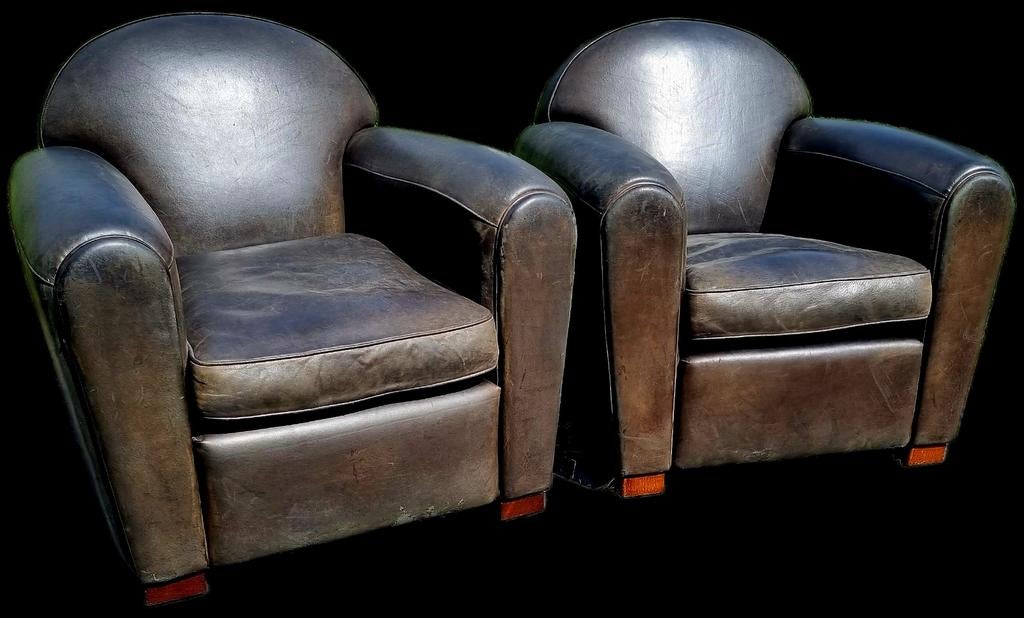 2x Schapenleren Fauteuil Groen Bruin Leer + GRATIS BEZORGING
