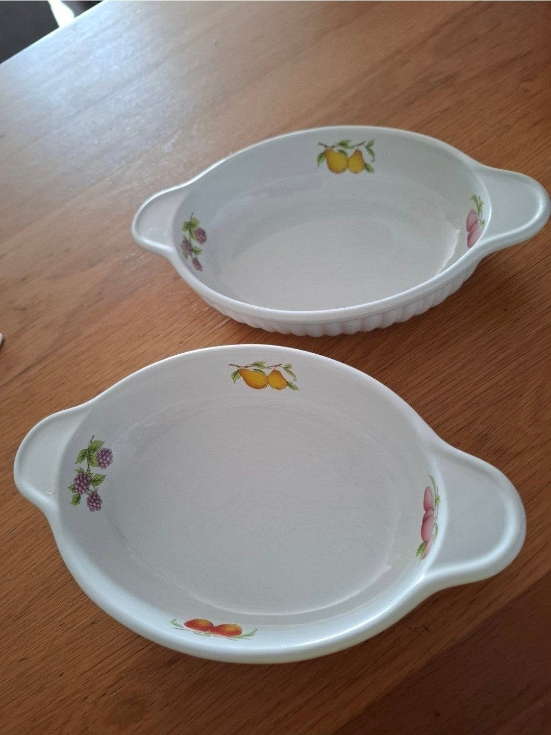 Set van 2 vintage bootvormige schalen met fruitmotief, Ophalen of Verzenden