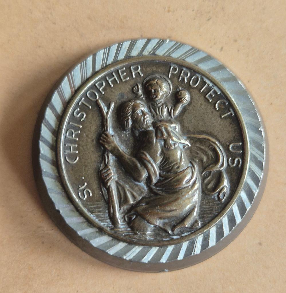 3-6 Prachtige antiek Sint Christoffel met magneet, Verzenden