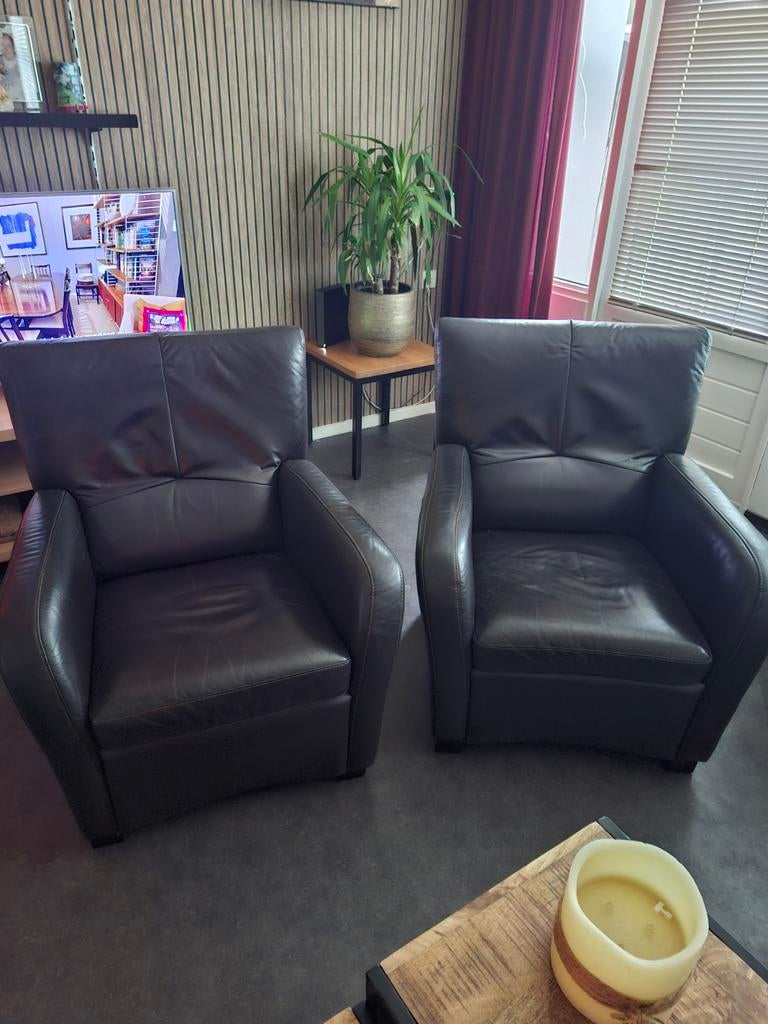 2x Leren Fauteuils - Comfortabel en Stijlvol, Huis en Inrichting, Fauteuils, Ophalen, Gebruikt, 75 tot 100 cm, Leer