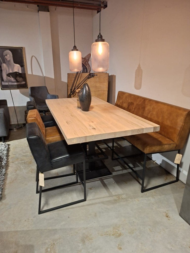Lara barkrukken en barbank leder Foggia nu als set €1599,-, Ophalen, Met voetsteun, 60 tot 90 cm, Nieuw
