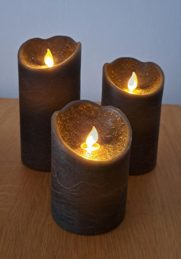 Set van 3 LED kaarsen in de kleur zwart., Ophalen, Overige materialen, Zwart, Nieuw
