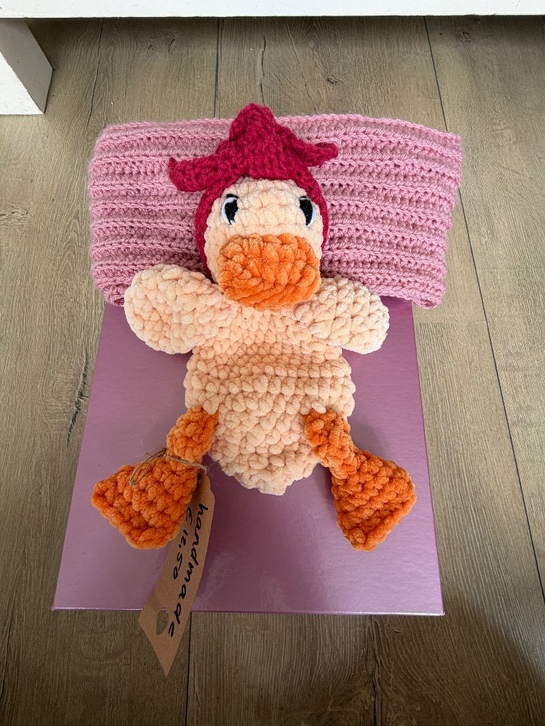 Knuffel eend duck amigurumi baby kind nieuw, Kinderen en Baby's, Handgemaakt, Nieuw, Ophalen of Verzenden, Middelgroot (20 tot 80 cm)