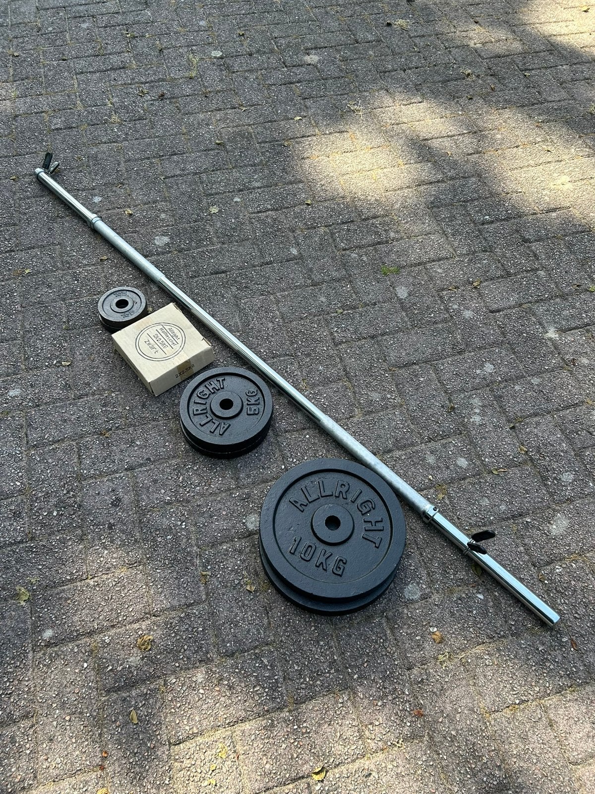 Halter met gewichten, Sport en Fitness, Fitnessmaterialen, Ophalen, Zo goed als nieuw, Halterset