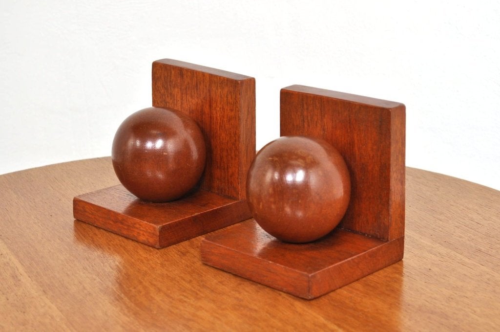 Art deco eikenhouten boekensteunen Bauhaus 20s/30s, Ophalen of Verzenden, Gebruikt