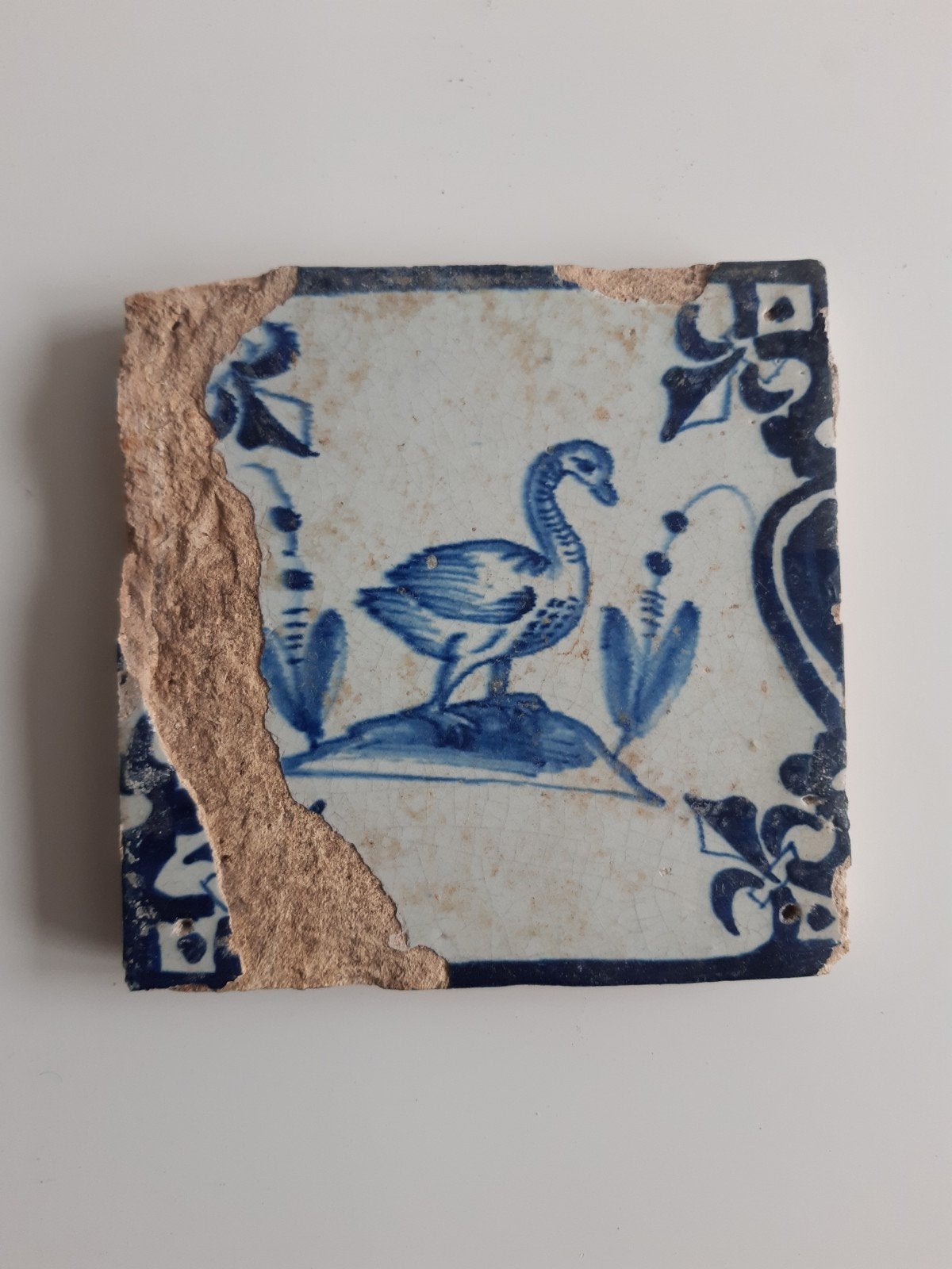 17e eeuwse Delfts Blauwe Tegel met Gans, Ophalen of Verzenden