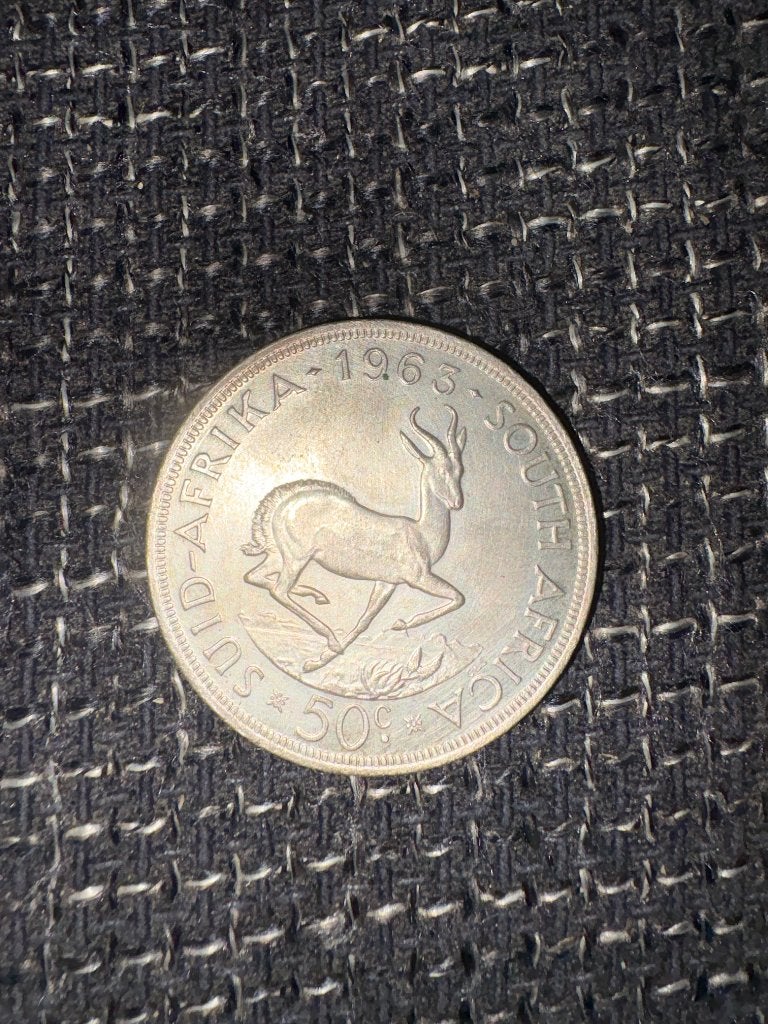 Zilveren 50 Cents Zuid-Afrika 1963, Ophalen of Verzenden, Zuid-Afrika, Losse munt, Zilver