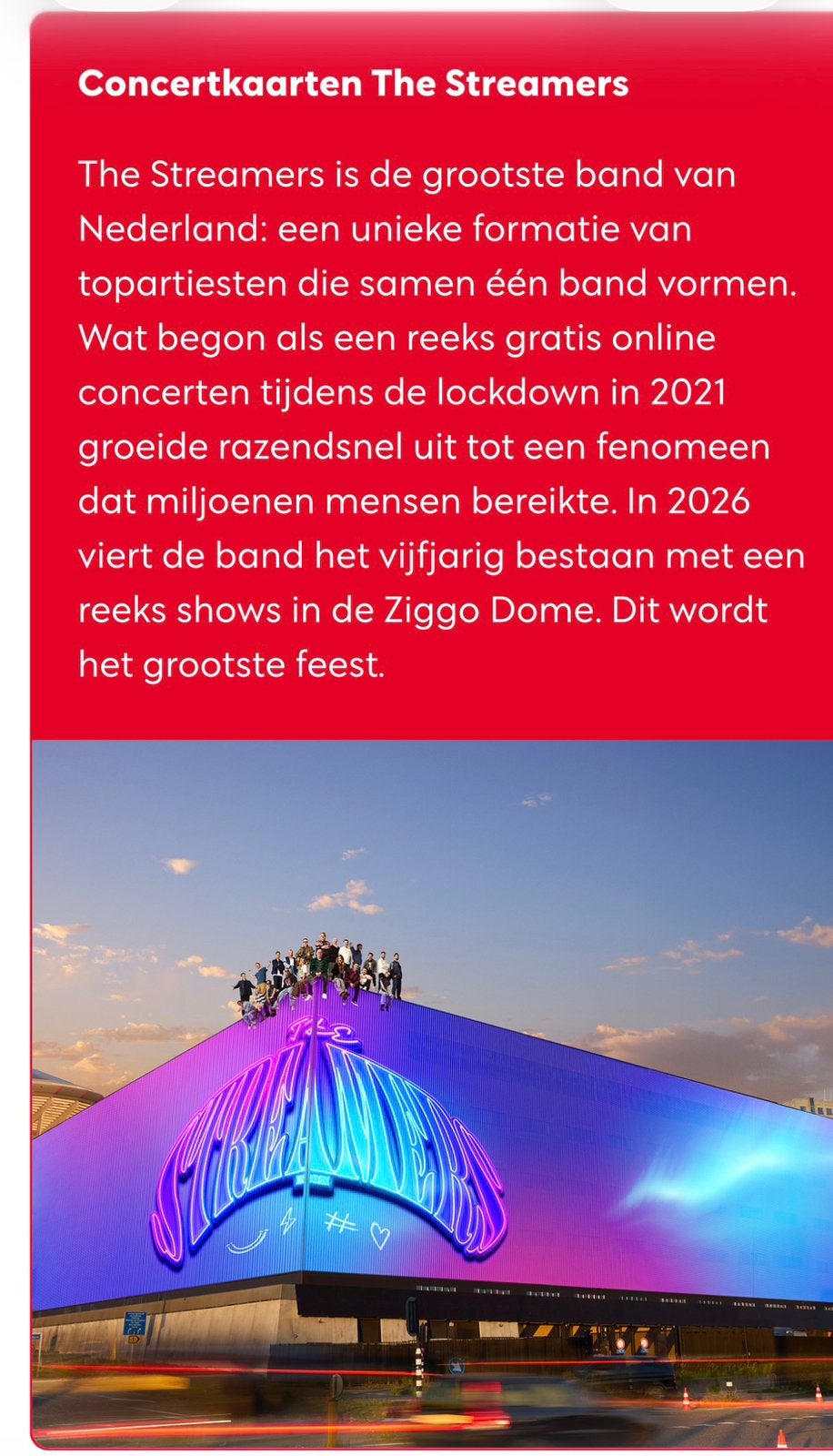 2 The Streamers: 20 sept.20:00  Ziggo. voor 23 aug boeken!!, Twee personen, Overige soorten