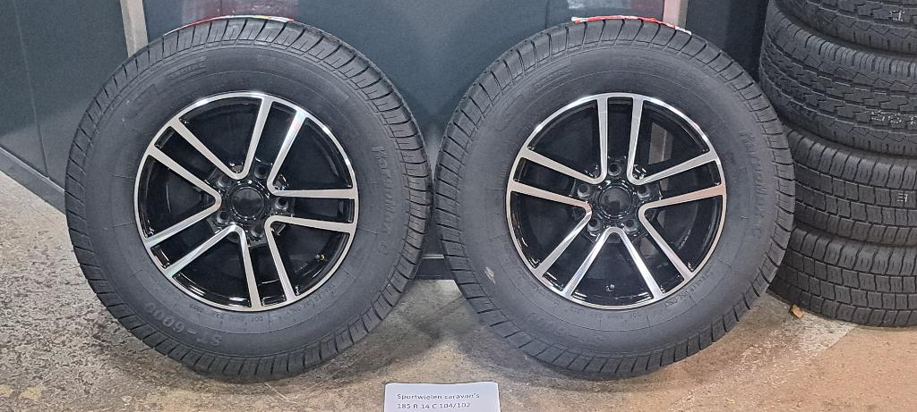 Sportvelgen set voor caravan's 14 inch NIEUW 185R14C 102, Ophalen, Nieuw