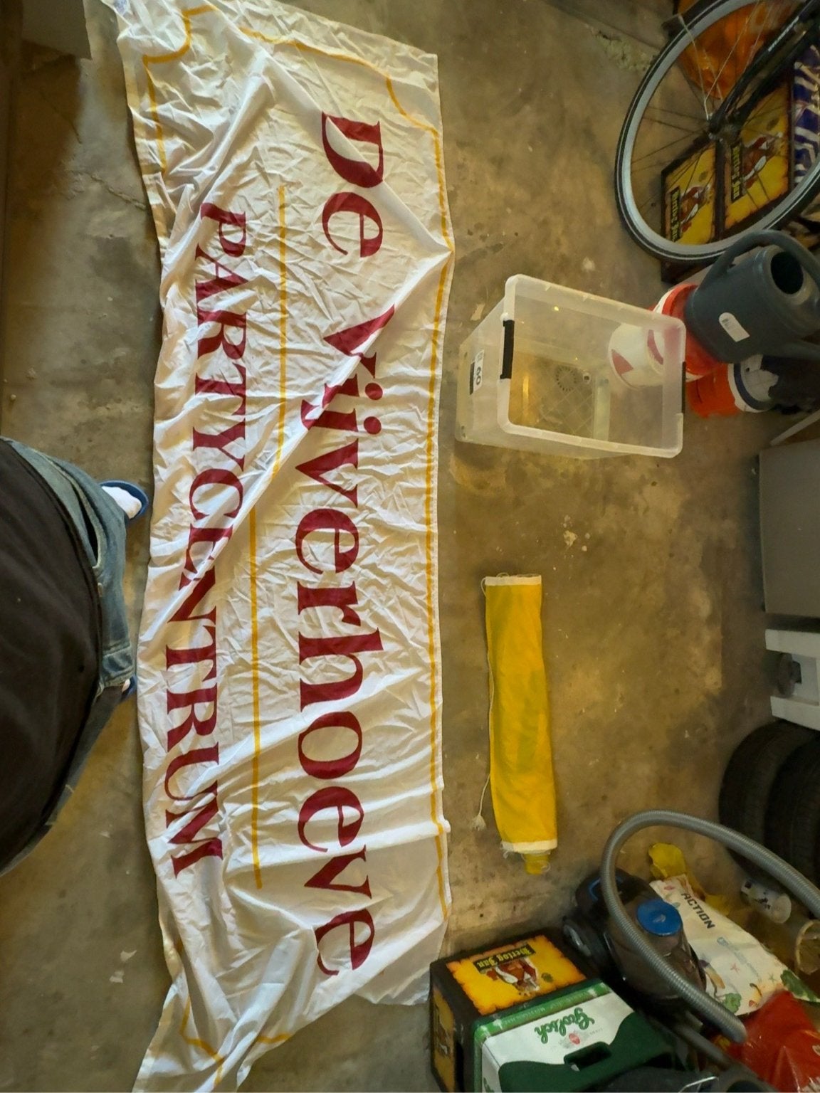 Set van 2 originele vintage Nederlandse reclame/ spandoeken, Ophalen of Verzenden, Zo goed als nieuw