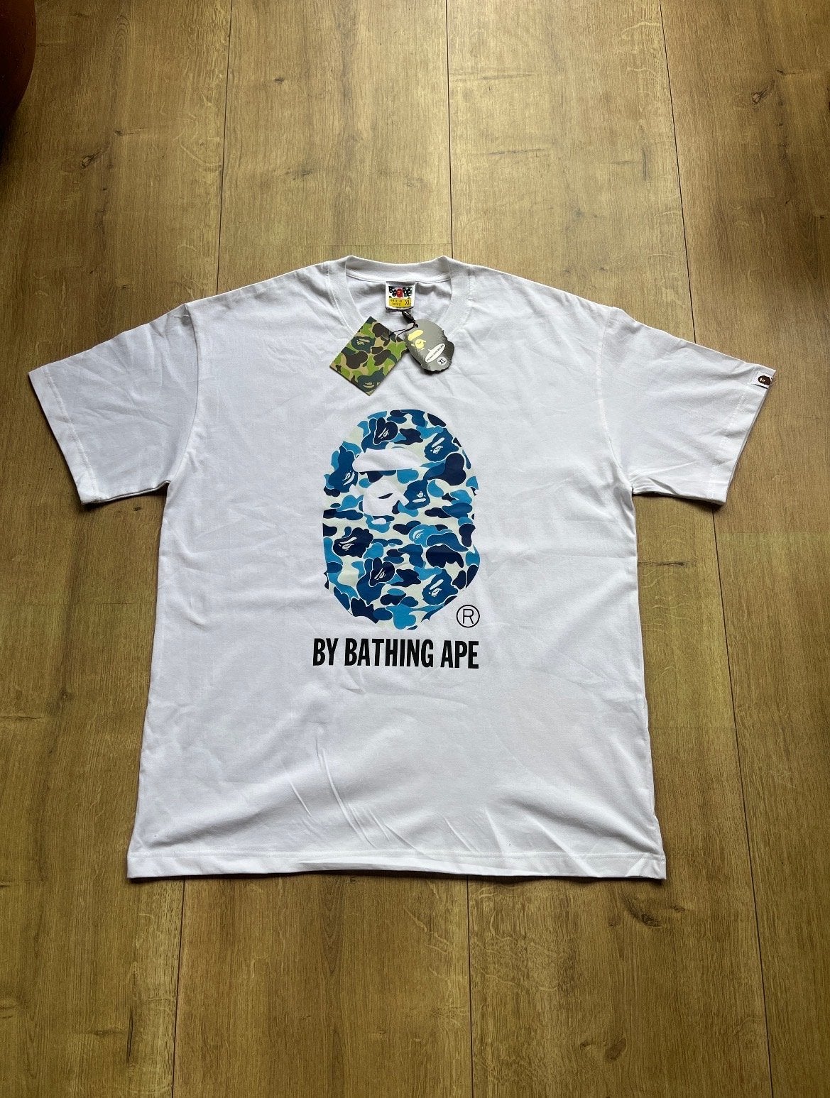 BAPE By Bathing Ape T-shirt Wit Blauw Camo Maat XL, Ophalen of Verzenden, Nieuw, Maat 56/58 (XL), Wit