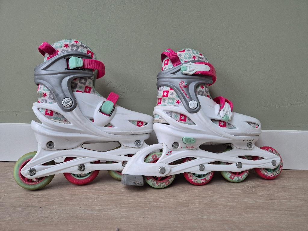 Nijdam (kinder) skeelers, wit, maat 33-36 (verstelbaar), Sport en Fitness, Skeelers, Kinderen, Inline skates 4 wielen, Ophalen