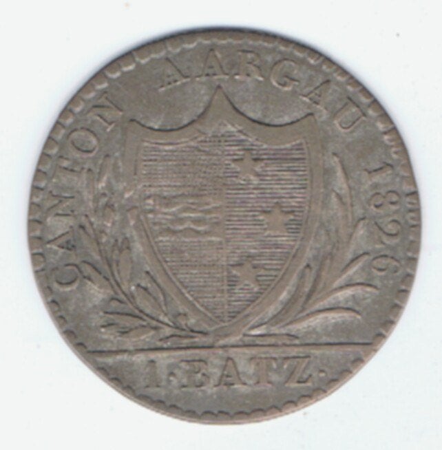 23-1477 Zwitserland, Argau 1 batz 1826, Ophalen of Verzenden, Overige landen, Losse munt, Zilver