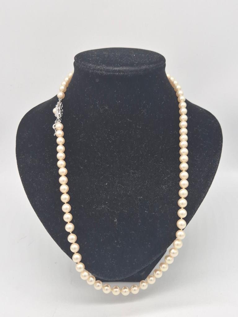 Prachtige parelketting met zilveren sluiting 925, Verzenden, Gebruikt, Wit, Zilver
