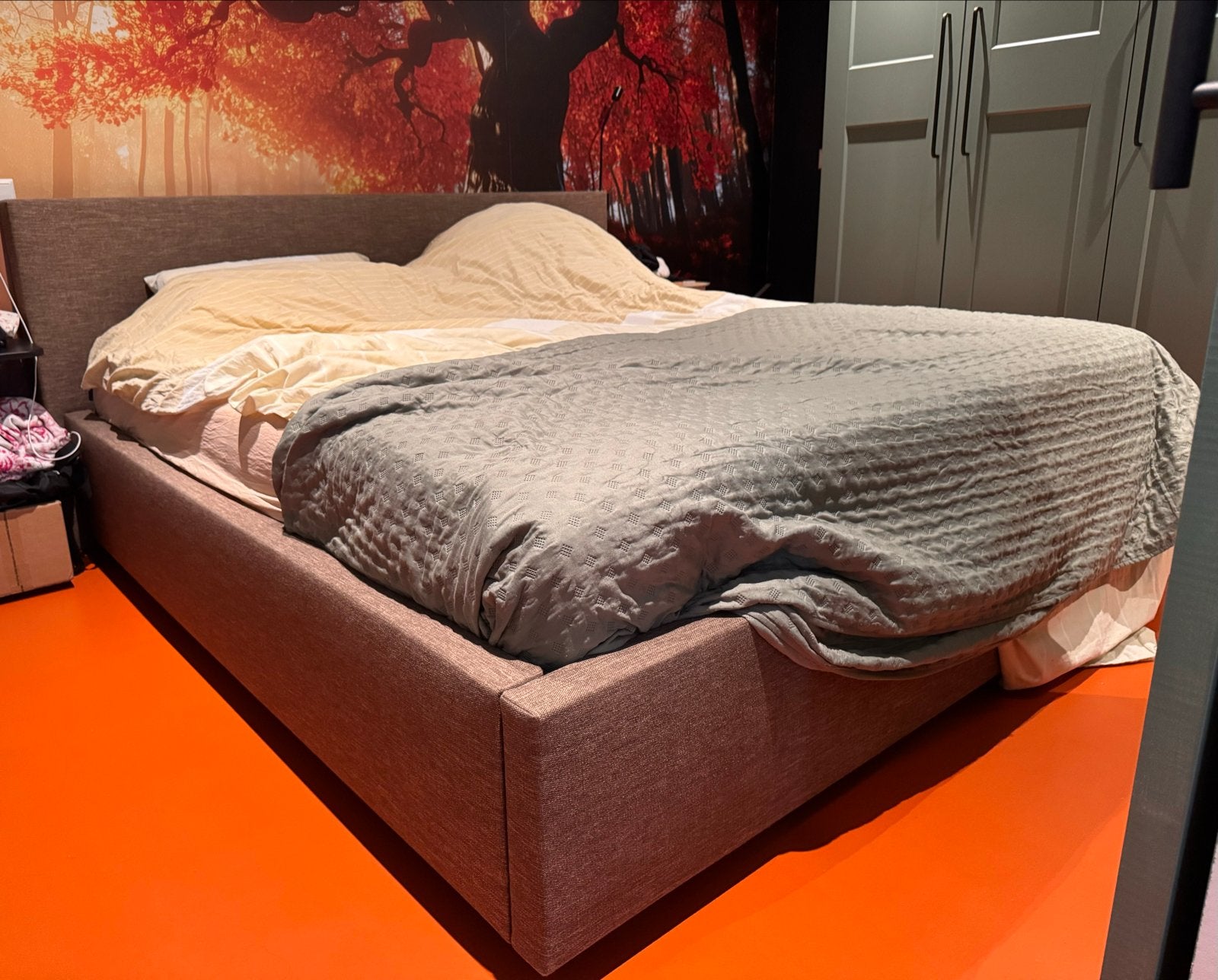 Bedombouw 180x200 cm - Tweepersoonsbed, Huis en Inrichting, Ophalen, Gebruikt, Bruin, Tweepersoons