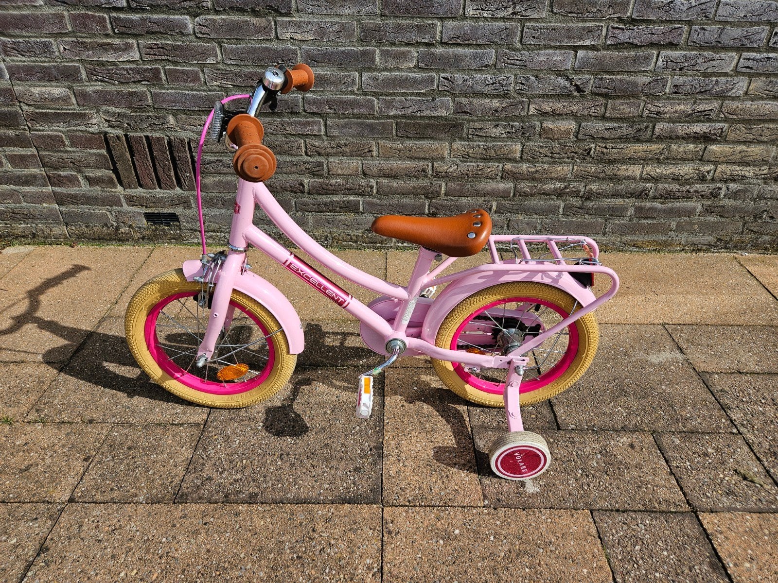 Volare Excellent kinderfiets 14 inch met zijwielen, Fietsen en Brommers, Ophalen, Terugtraprem, Zijwieltjes, Gebruikt