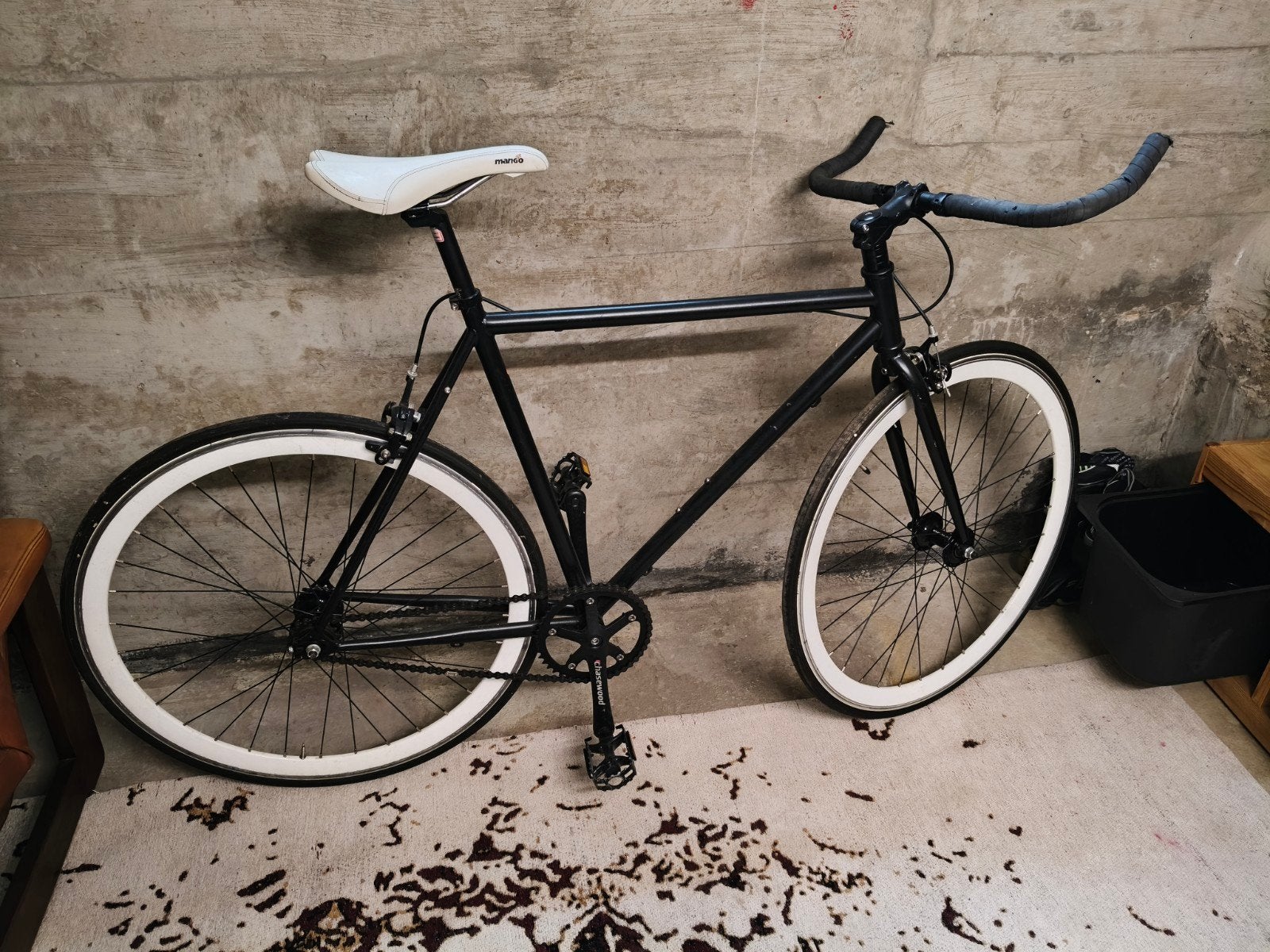 Zwarte Fixie Fiets met Witte Velgen, Gebruikt, Staal, 53 tot 57 cm, Ophalen