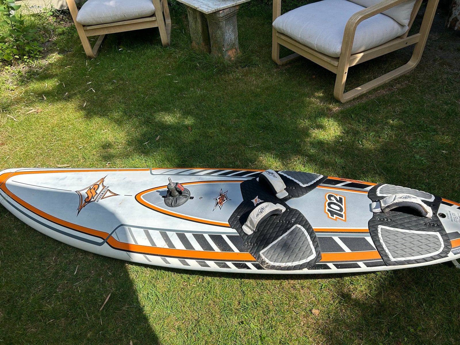 JP Australië Windsurf Set: 3 Boards, 4 Ezzy Zeilen & Meer, Gebruikt, Met giek, 5 tot 6.5 m², Minder dan 250 cm