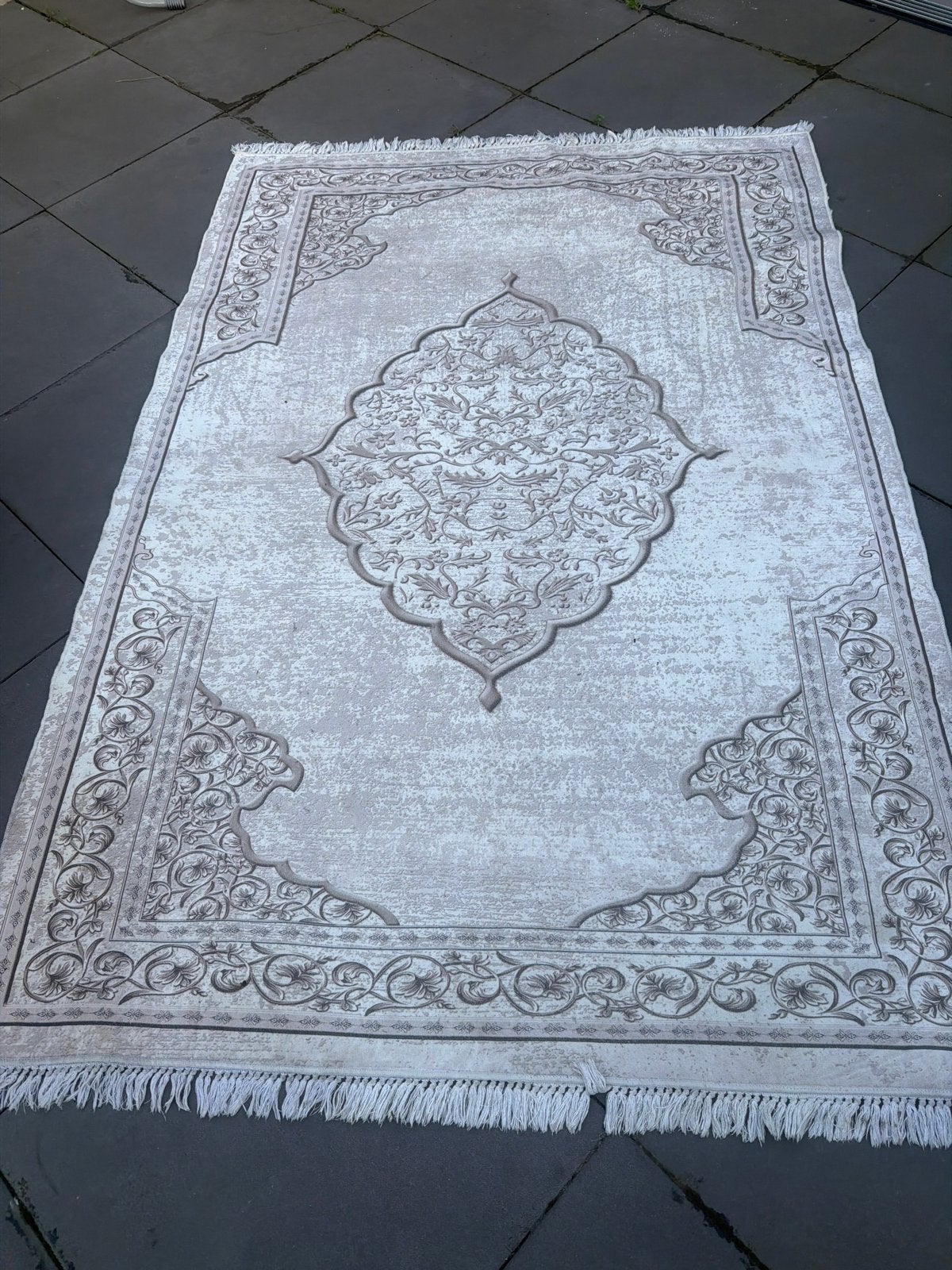Elegant Vloerkleed 220x160 cm - Beige/Crème met Patroon, Beige, 150 tot 200 cm, 200 cm of meer, Ophalen of Verzenden