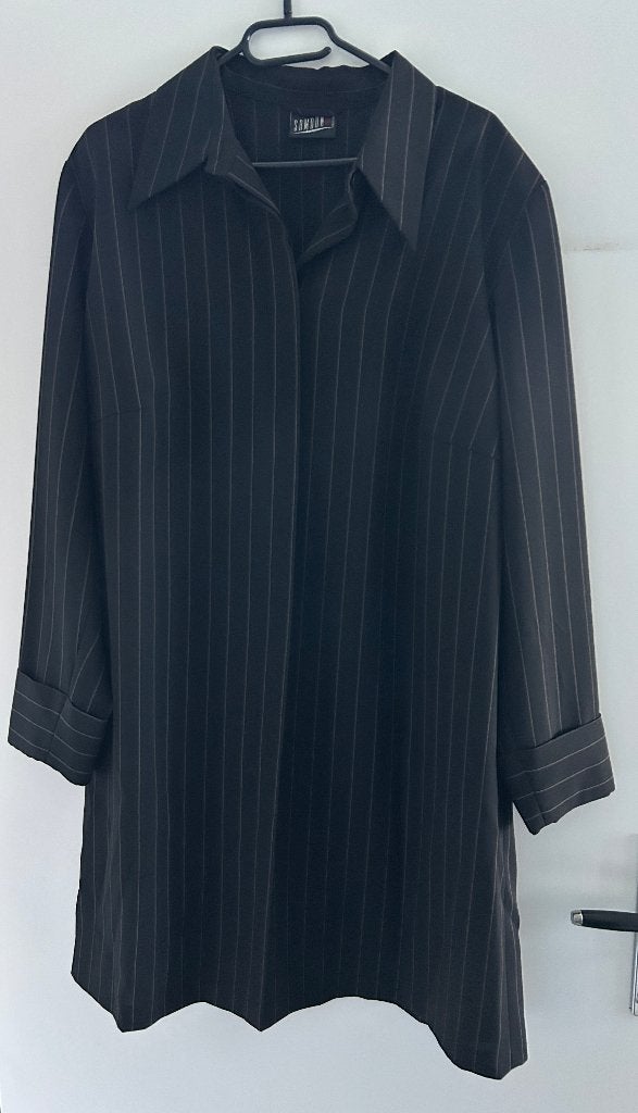 Samoon blousejurk in zwart met krijtstreep maat 48, Ophalen of Verzenden, Zo goed als nieuw, Samoon, Jurk