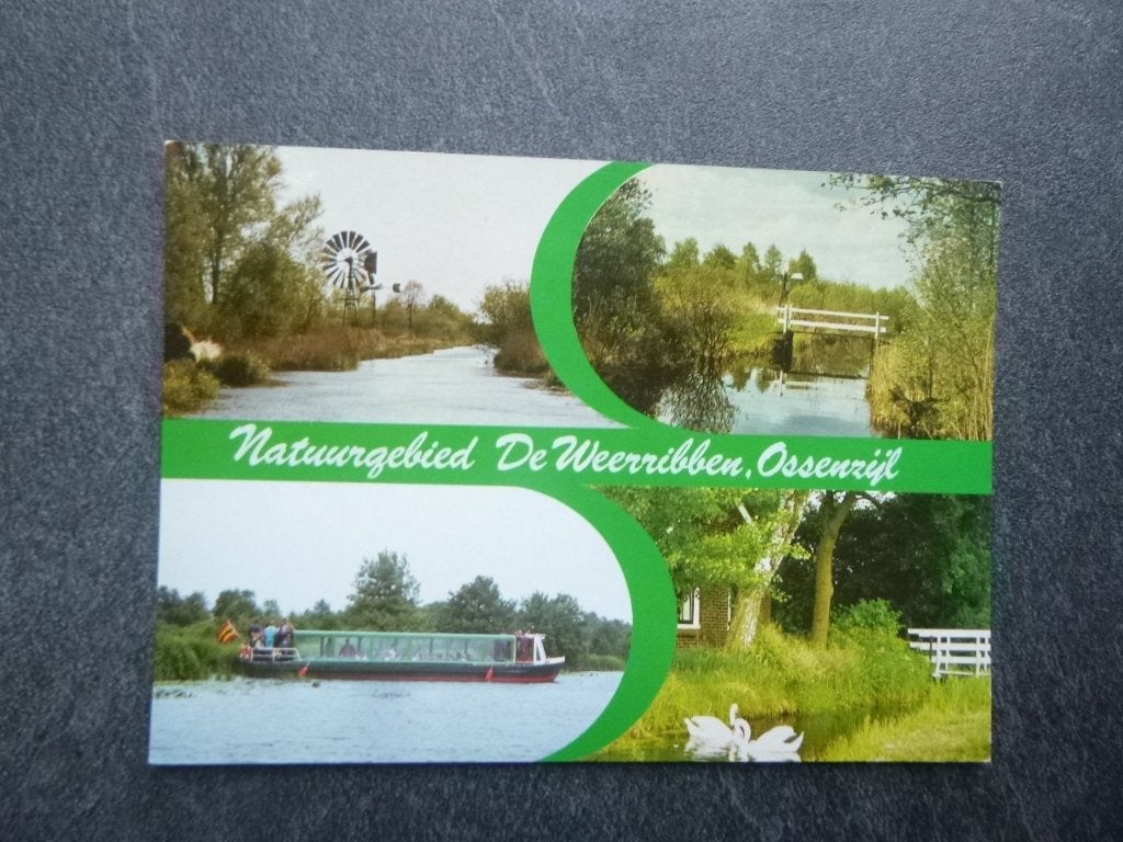 Ossenzijl, de Weerribben/boot/zwaan 1985, Verzenden, 1980 tot heden, Gelopen