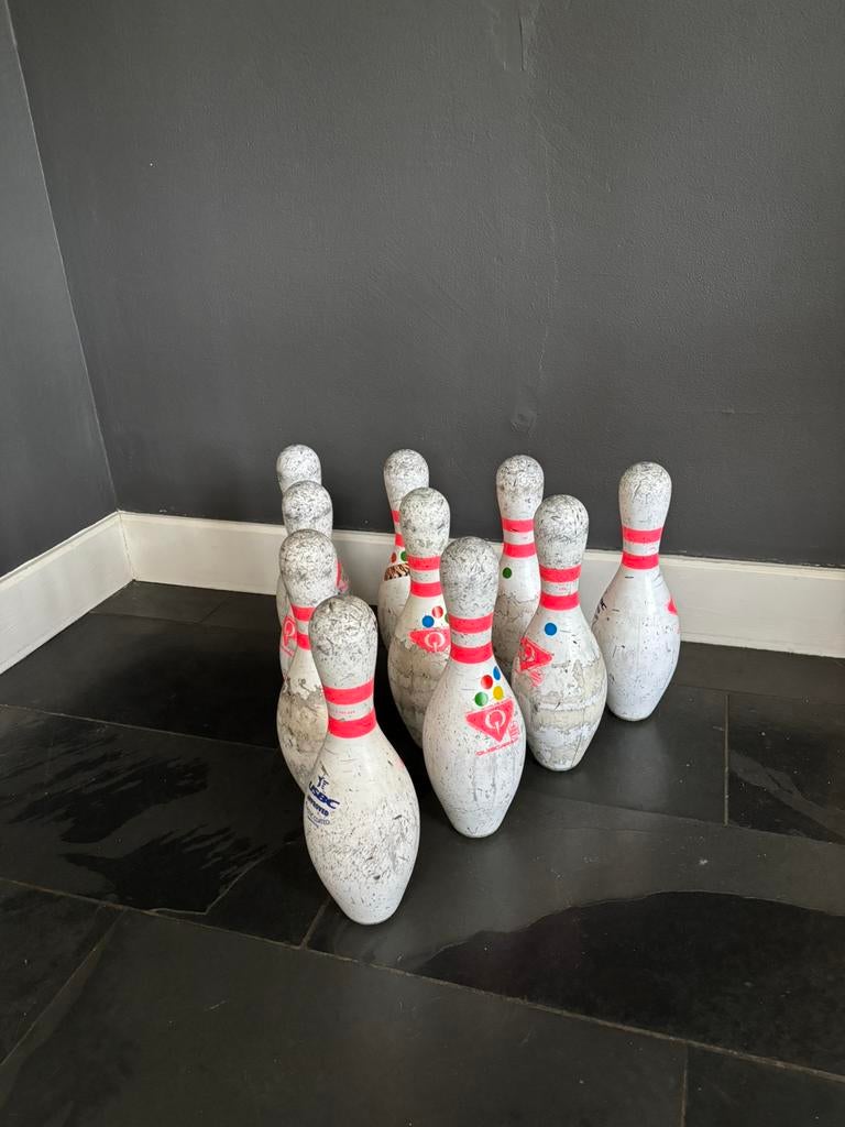 Volledige set vintage bowling pins, Sport en Fitness, Bowlen, Ophalen, Gebruikt