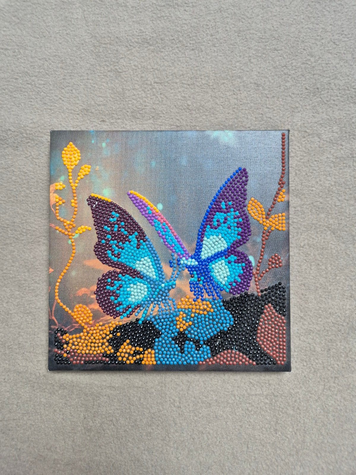Diamond Painting Canvas Vlinders 20x20 cm, Meerkleurig, Ophalen of Verzenden, Zo goed als nieuw, Diamond painting
