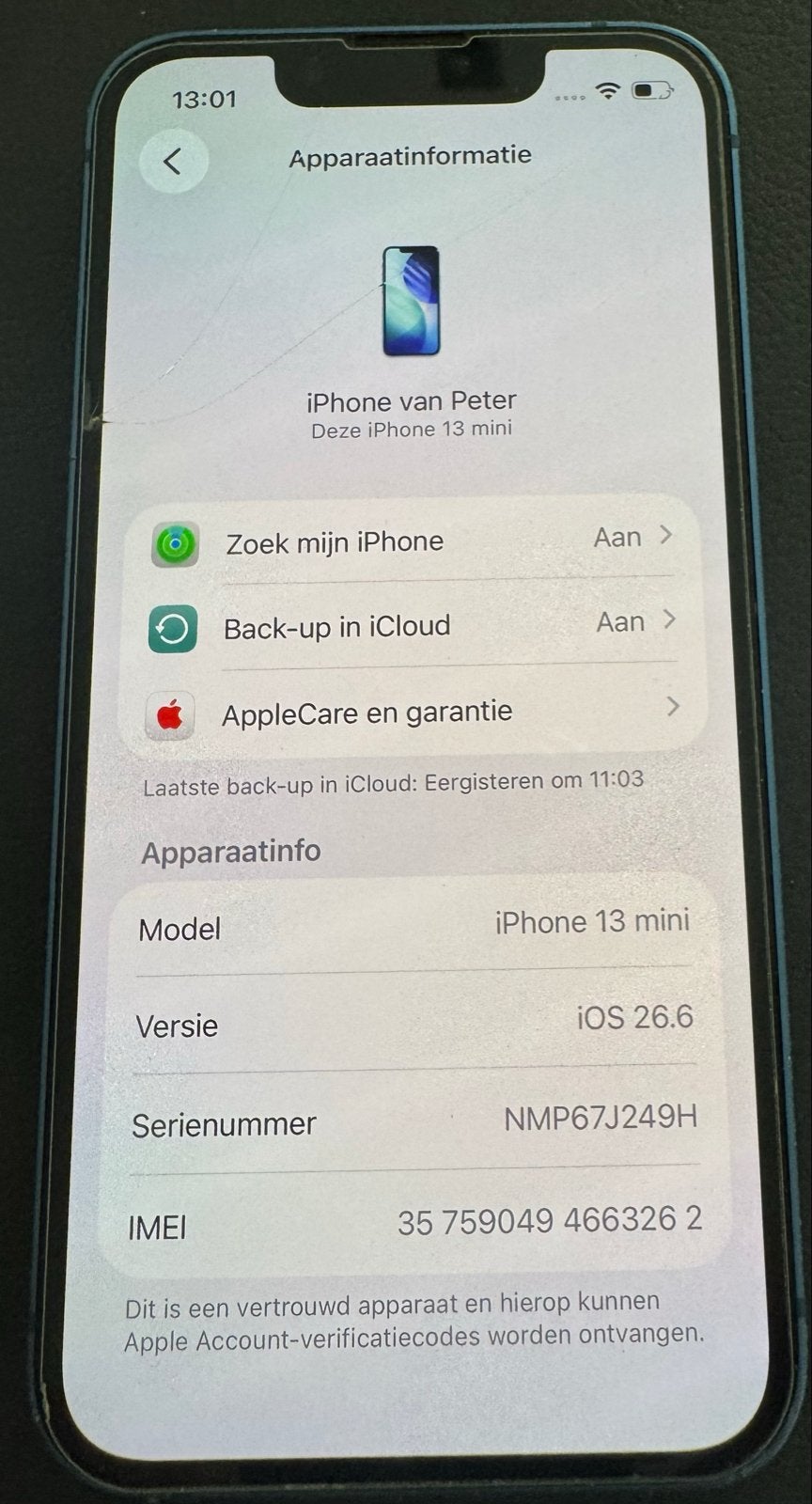 Foto 7 van iPhone 13 mini 256GB Blauw - Schermschade, verder top!