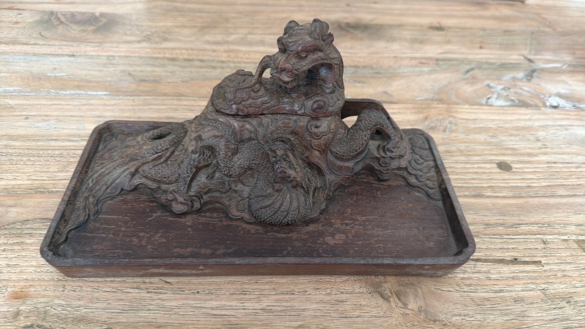 Aziatische inktsteen van hout, Antiek en Kunst, Ophalen of Verzenden