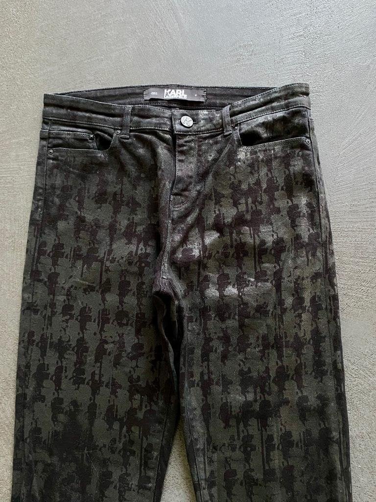 J554 Karl Lagerfeld: Jeans  broek Maat S=36=29 gecoat zwart, Kleding | Dames, Karl Lagerfeld, Zwart, Ophalen of Verzenden, Zo goed als nieuw