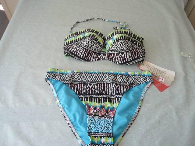  Blauw zwart groen bikini van Manouxx  Nieuw mt 38, Overige kleuren, Manouxx, Nieuw, Ophalen of Verzenden
