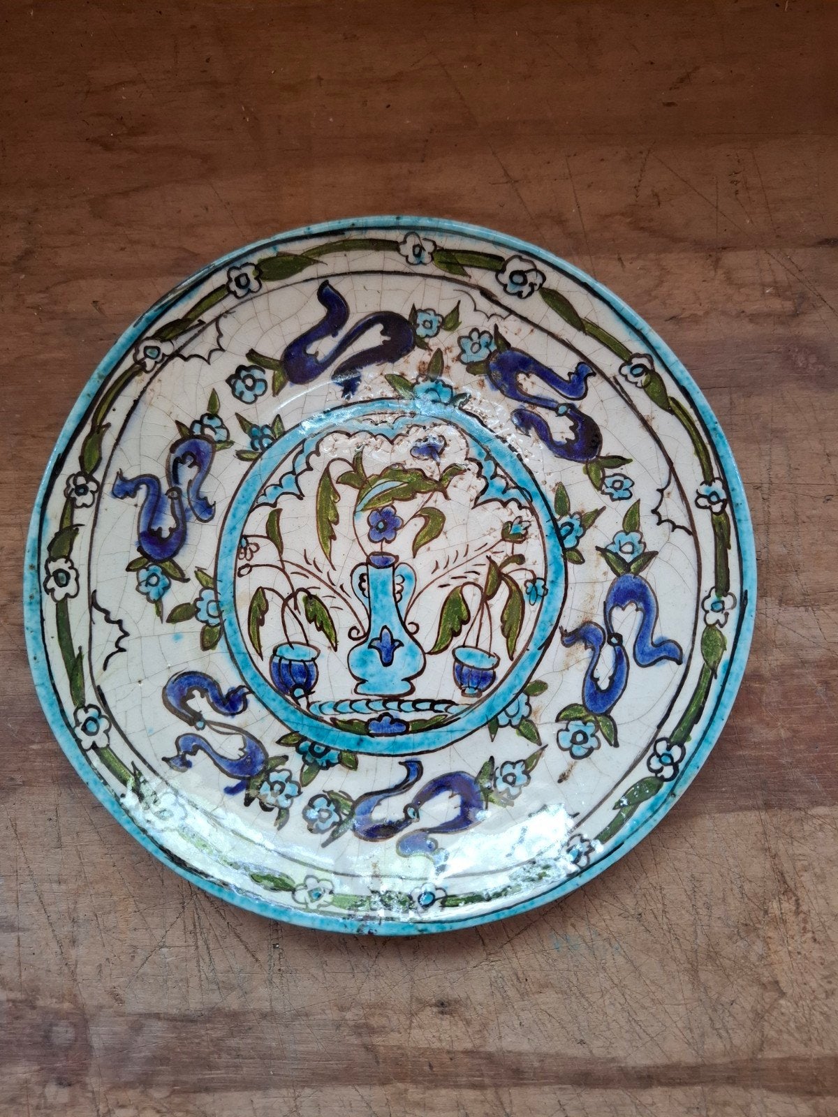 Oud antiek turkije ottawaans iznik bord plate, Ophalen of Verzenden