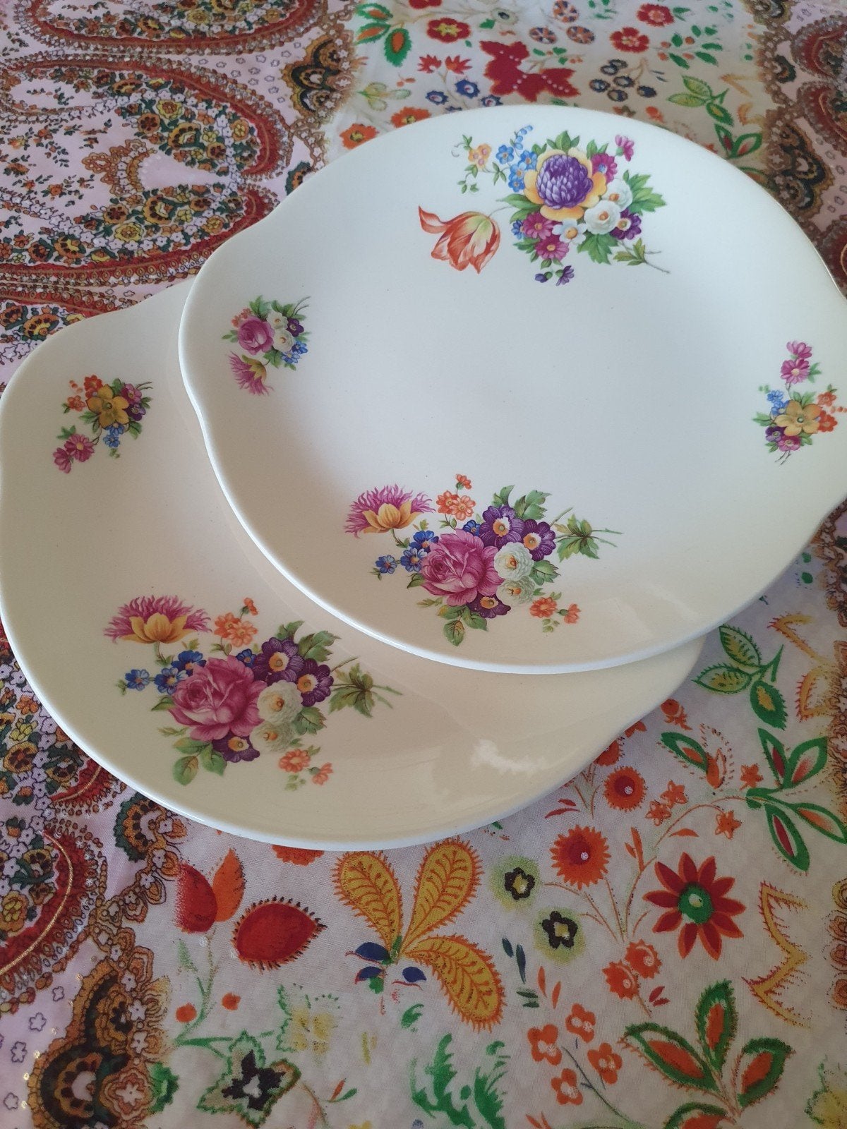 Vintage Goudblad schalen met bloemmotief...brocante..., Ophalen of Verzenden