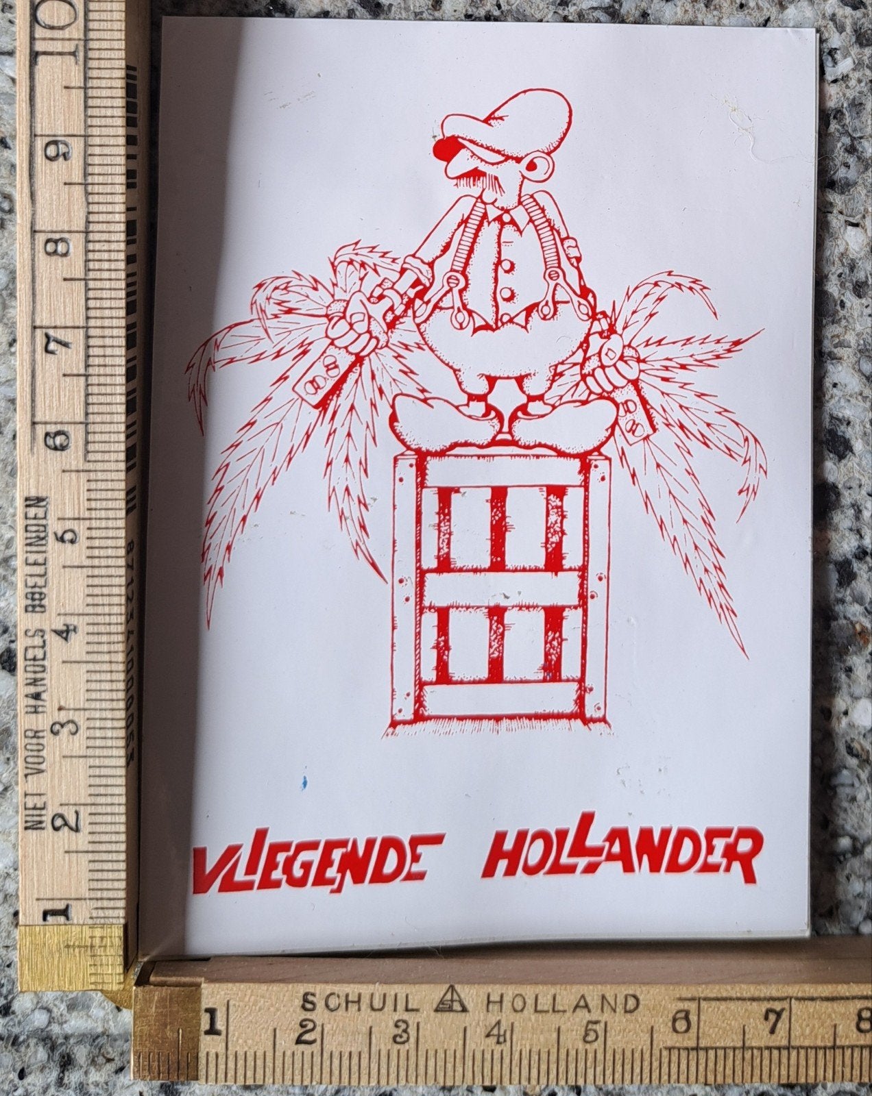 Vintage sticker Coffeeshop de vliegende Hollander strip, Ophalen of Verzenden, Zo goed als nieuw