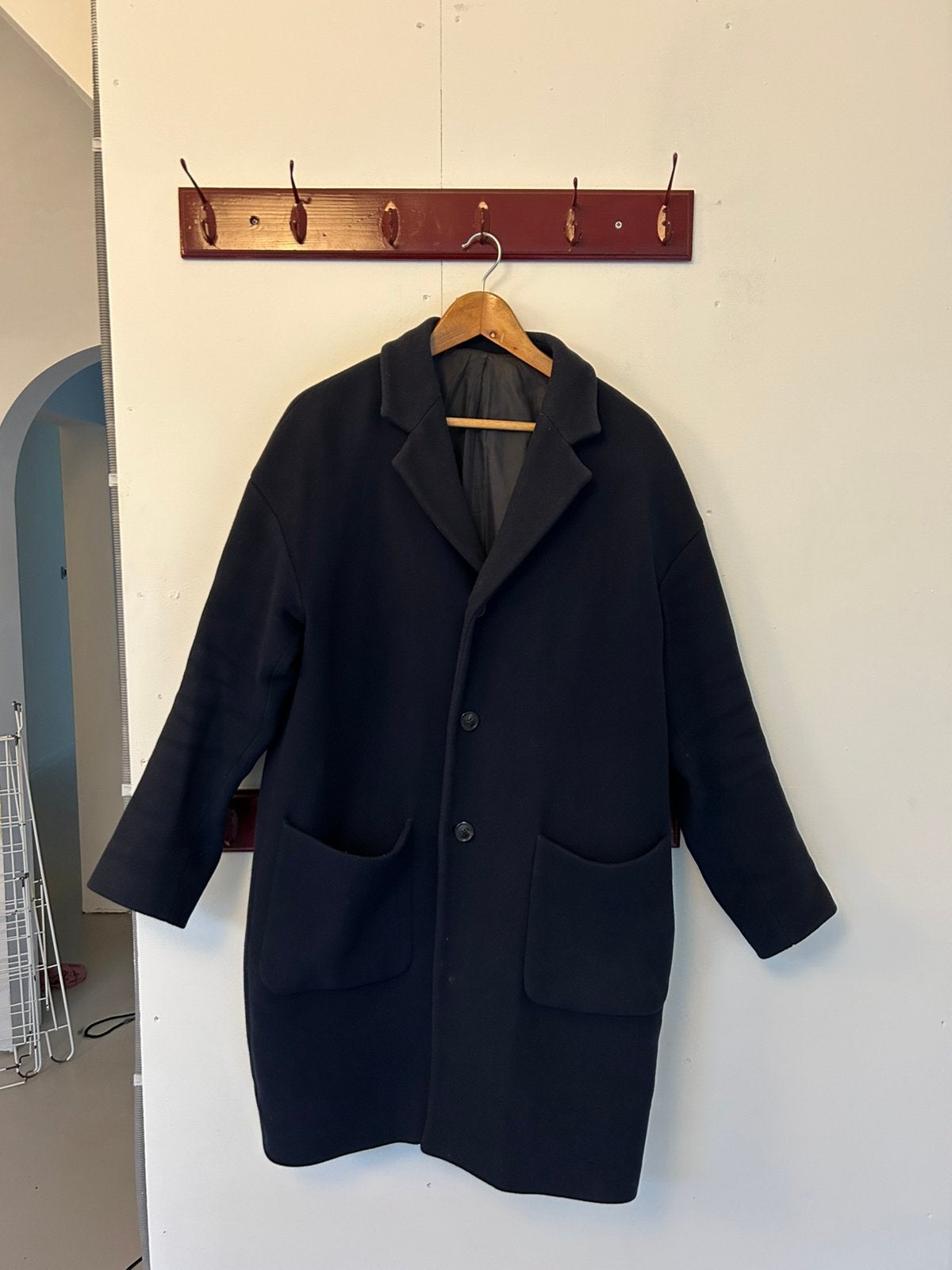 Wollen winterjas Grifoni; blauw, Ophalen of Verzenden, Gedragen, Maat 48/50 (M), Blauw