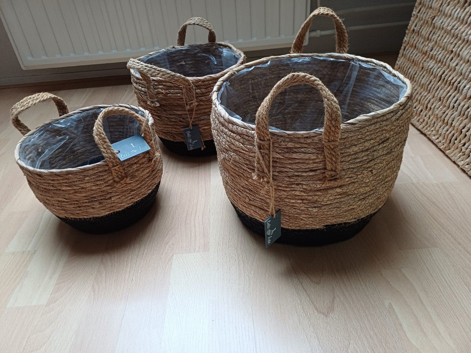 Te koop aangeboden 3 rieten manden, Ophalen, Rond, Riet