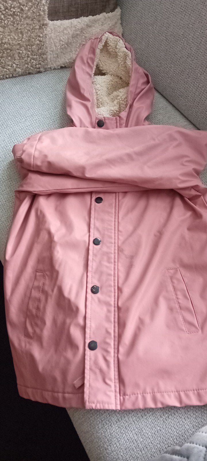 Meisjes regenjas oud roze, gevoerd, maat 122/128, Ophalen, Gebruikt, Meisje, Hema