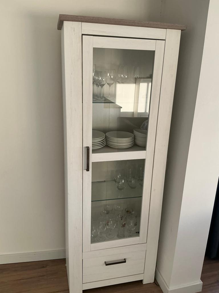 Woonkamerset (Vitrinekast & Bergkast), Huis en Inrichting, Kasten | Vitrinekasten, Ophalen, 200 cm of meer, Met klep(pen), Zo goed als nieuw