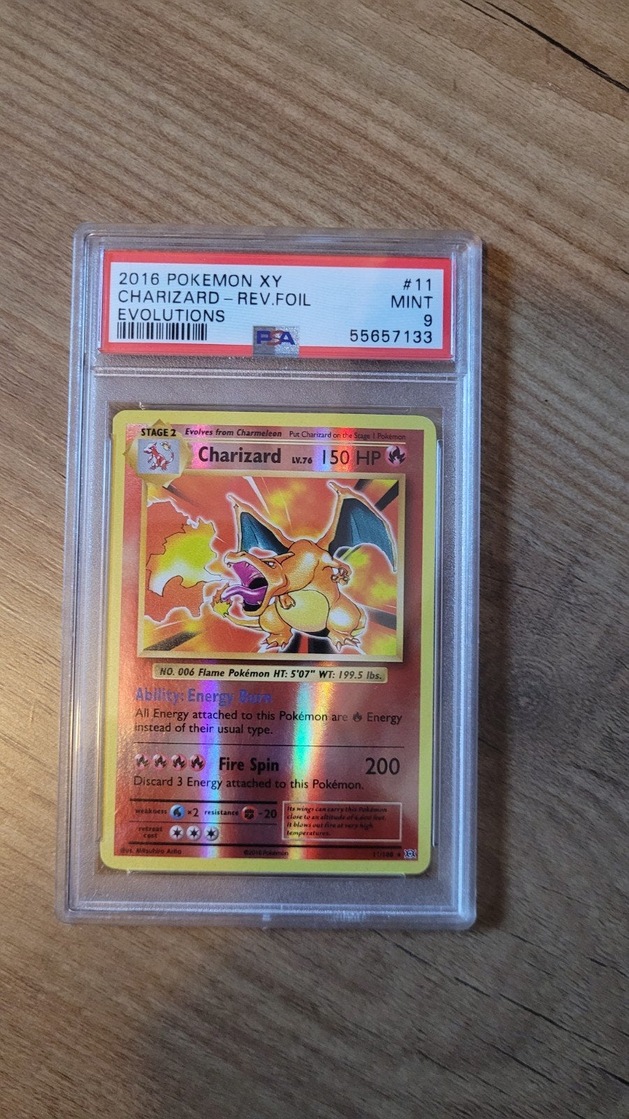 2016 Pokémon XY Evolutions Charizard Reverse Foil PSA 9, Hobby en Vrije tijd, Verzamelkaartspellen | Pokémon, Ophalen of Verzenden