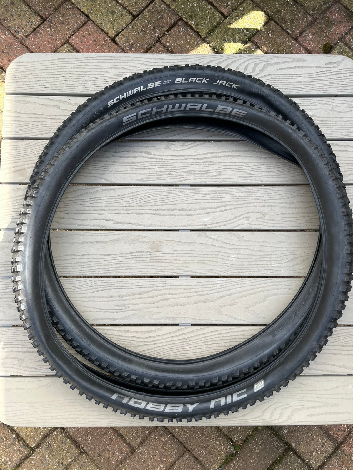 MTB banden 26” Schwalbe Nobby Nic en Black Jack, Ophalen, Zo goed als nieuw, Mountainbike