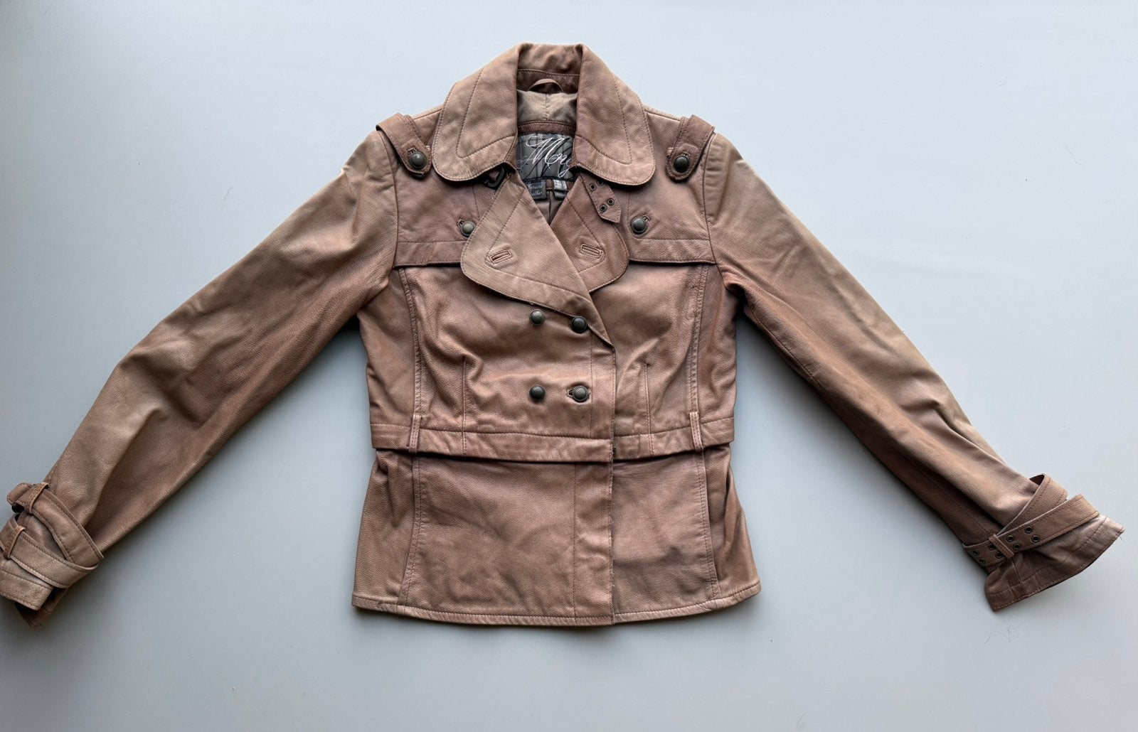 leren jas camel cognac bruin maat 36 S herfst, Ophalen of Verzenden, Gedragen, Maat 36 (S), Bruin