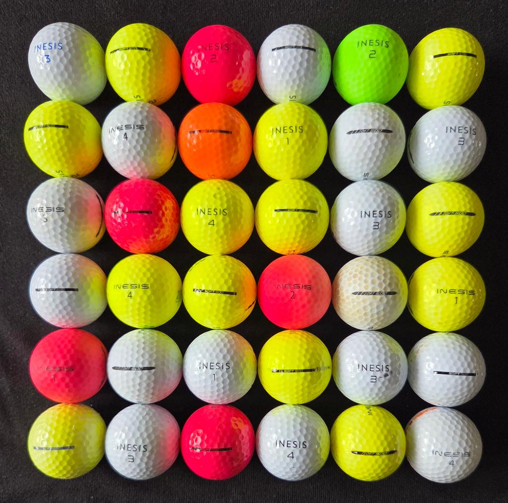 36 stuks Inesis SOFT 500 golfballen, Ophalen of Verzenden, Gebruikt, Bal(len)