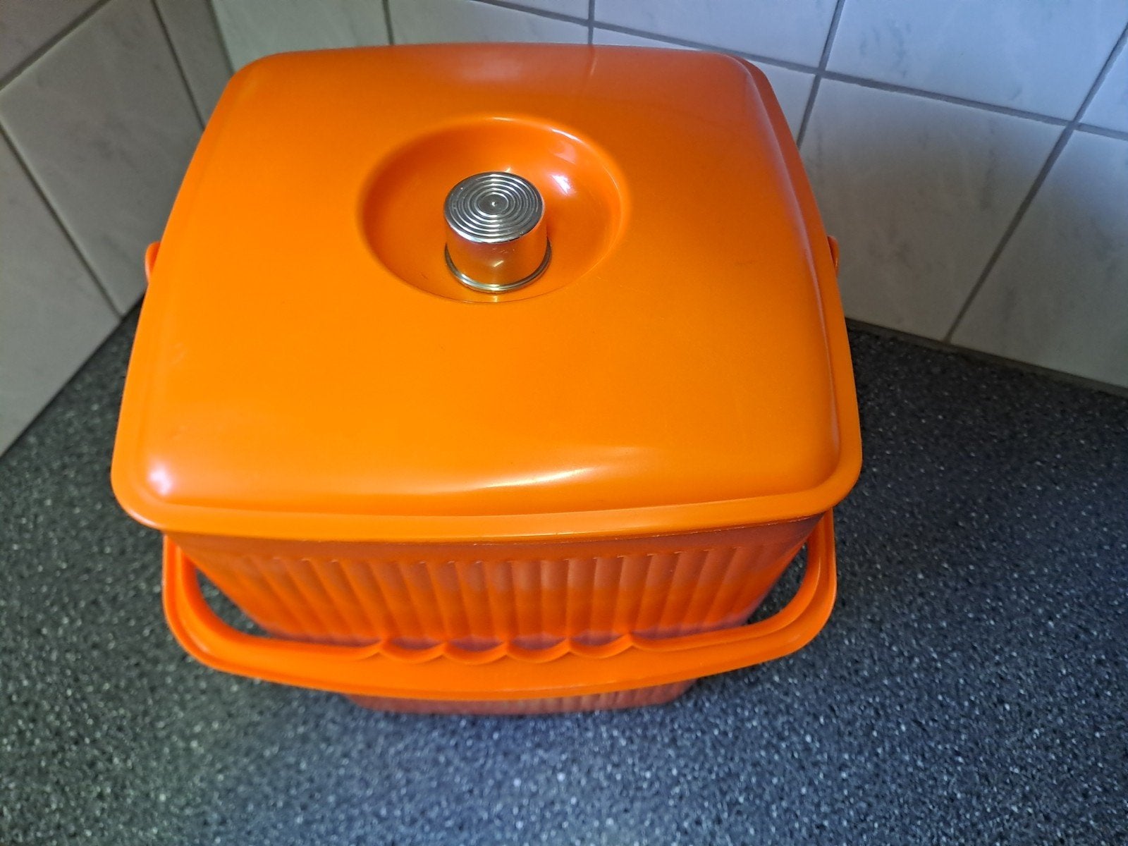 Vintage Persil Wasmiddel Emmer / Opbergton Oranje Jaren '70, Verzamelen, Retro, Ophalen of Verzenden, Huis en Inrichting