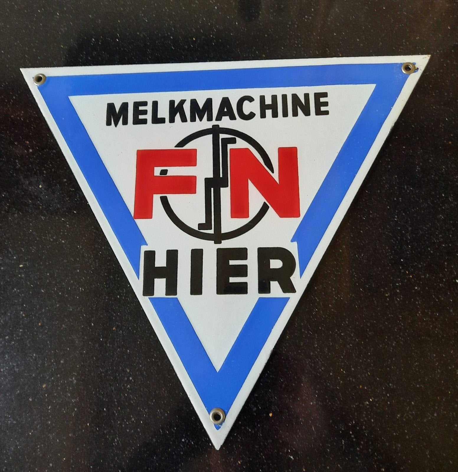 Emaille reclame bord vintage melkmachine F N, Antiek en Kunst, Ophalen of Verzenden