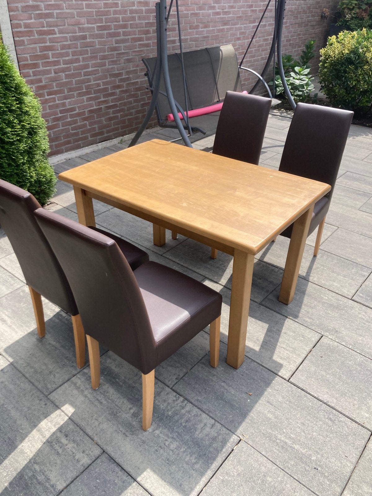 Te koop Tafel met 4 stoelen, Huis en Inrichting, Ophalen, Gebruikt, 100 tot 150 cm, 50 tot 100 cm