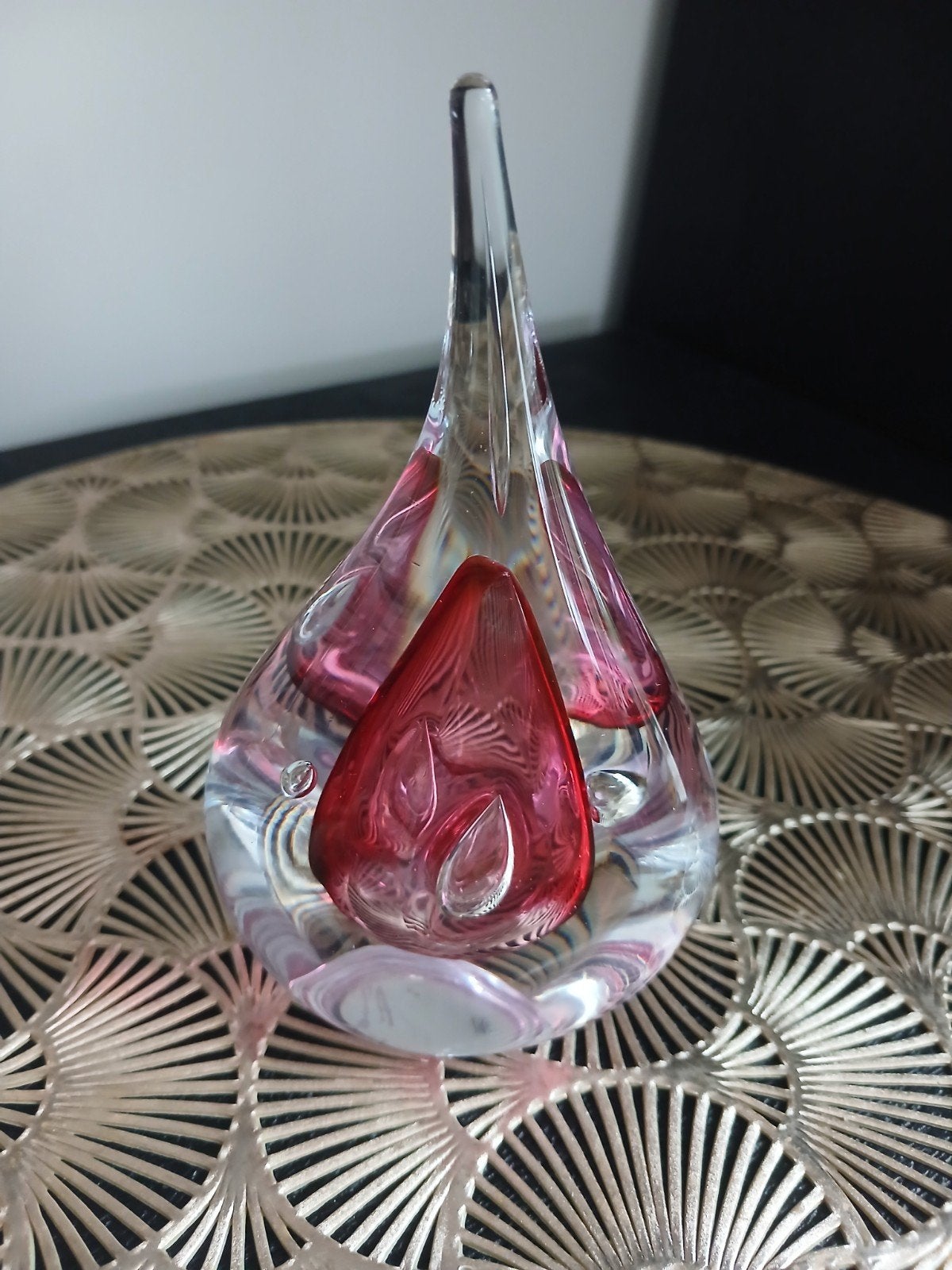 murano mondgeblazen druppel glaskunst gekleurd roze glas pri, Ophalen of Verzenden