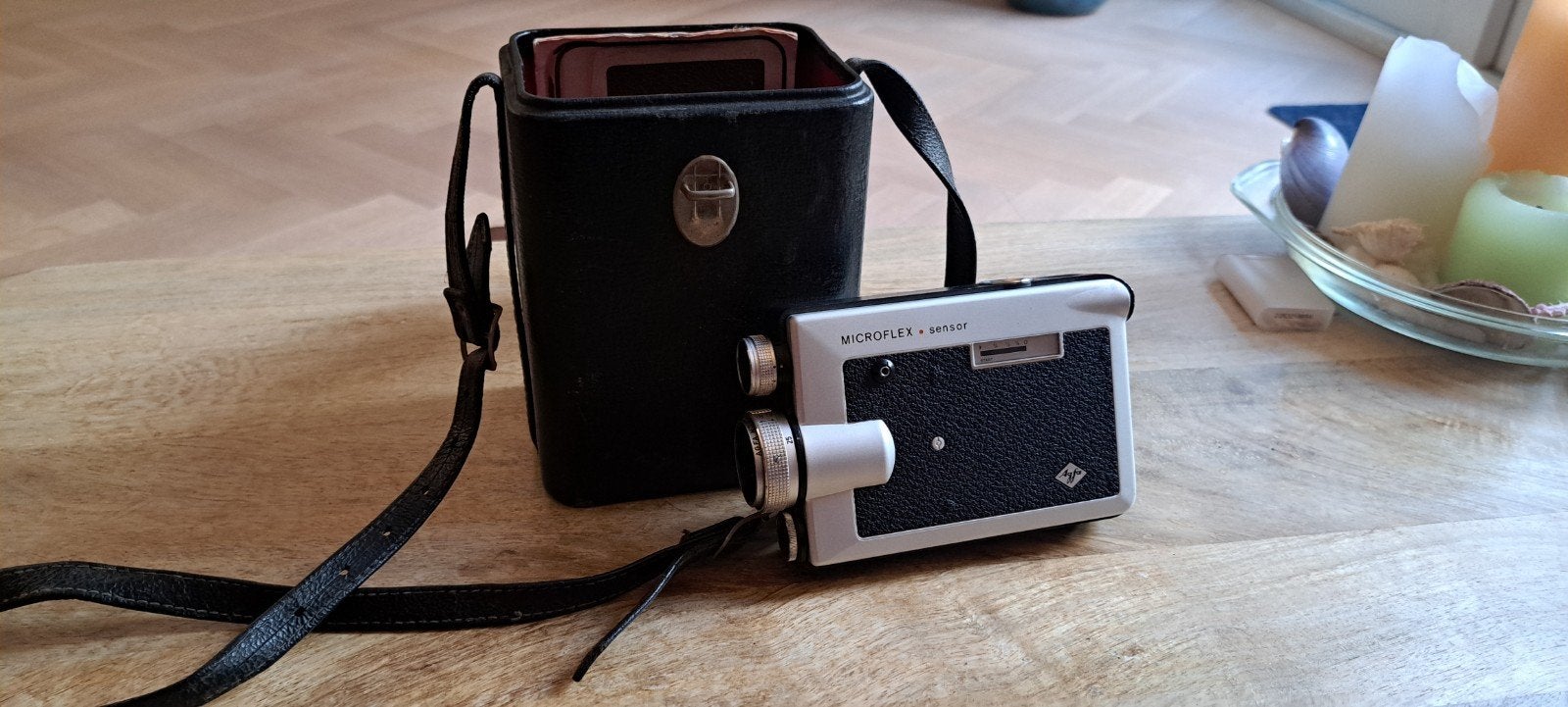 Agfa Microflex Sensor 8mm camera met leren tas, Audio, Tv en Foto, Ophalen of Verzenden, 8mm, Camera