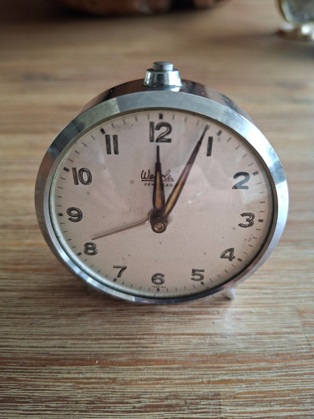 Vintage Wehrie Wekker - 3 Juwelen - Chroom, Ophalen of Verzenden