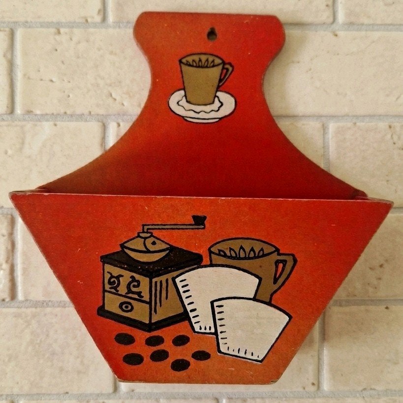 Vintage houten koffiefilterhouder koffie  filter jaren 50, Ophalen of Verzenden